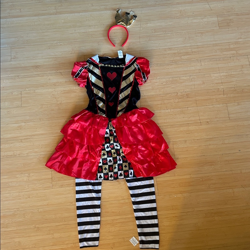 Red and Black Queen of Hearts Costume with Crown